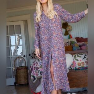 Natural Life Esme Paisley Print Button Down Shirt Dress NWT Size XS